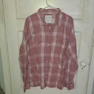 Hollister Rose Plaid Flannel Long Sleeve Shirt